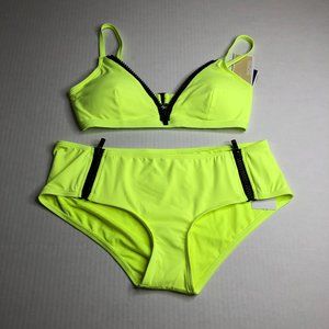 NEW Michael Kors Neon Yellow Bikini Swimsuit BU